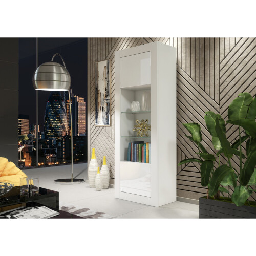 Display Cabinet 170cm Illume - White with Gloss Doors 1