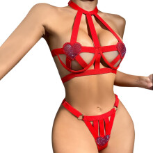 Women's Punk Waist Belt Party Belt Chest Straps Cosplay Leather Body Strap Body Gothic Adjustable Lingerie Cupless Clubwear Rave Outfit Red XXL