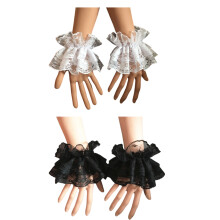 Manches de bras élégantes avec dentelle fleur, Double couche,