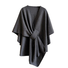 Faux Wool Shawl Wrap Unisex Cold Weather Essential-Dark Grey