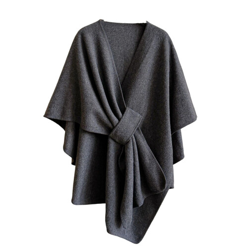 Faux Wool Shawl Wrap Unisex Cold Weather Essential-Dark Grey