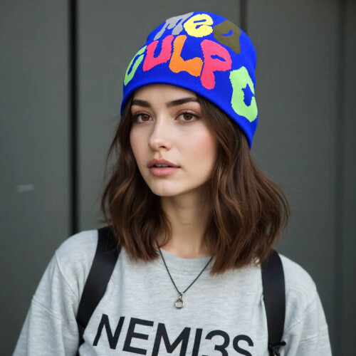Unisex Anime Bunte Buchstaben Mützen Weiche elastische-Schwarz 2