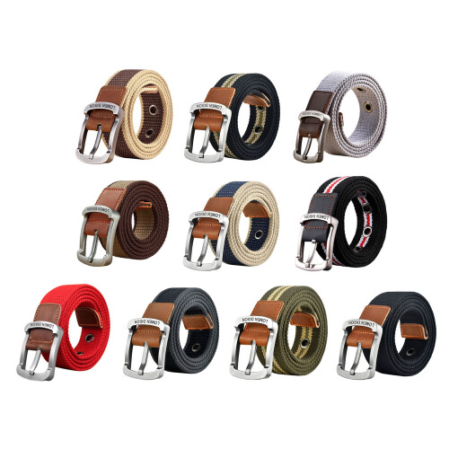 Adjustable Pin Buckles Canvas Belt Simple Design-120cm 8 1