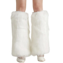 Chauffe-jambes en peluche pour femmes, accessoires-Blanc