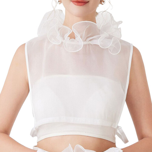 Fashionable Ruffled Collar Detachable Collar Decorative-White