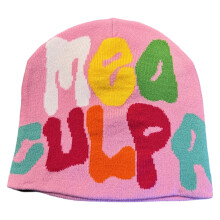 Unisex bunte Buchstaben-Design-Acryl-Strickmützen für den-Rosa