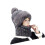 Warmth Knitted Hat with Scarf Face Cover Plush Thick-Gray 1