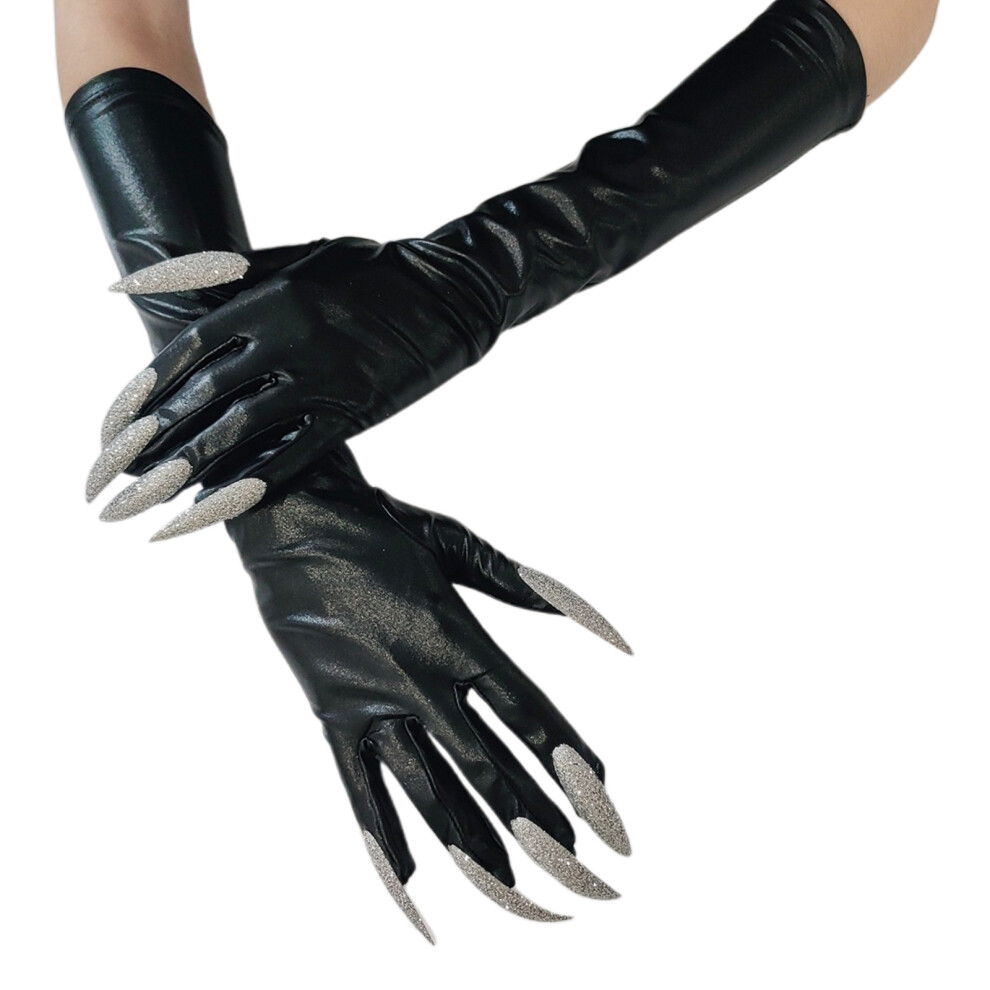 Scary Clawed Gloves Elastic Fabric Practical Halloween-Black