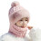 Mit Fleece gefütterte, randlose Mütze mit Schal,-Rosa 1