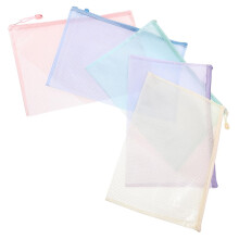 1 Set 1 Set Mesh Zip Pocket Document Storage Bag Organiser Paper Student Briefcase Zip Folder School Bags Pack of 5