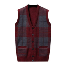 Male/Winter Knitted Vest Pullover Fashion Pattern Casual VNeck Sleeveless Knitted Wool Pullover Coat Cardigan Men's Fair Trade Red 4XL