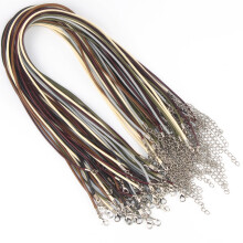 60Pack 2mm Waxed Leather Cord for Necklace Making with Lobster Clasp and Extension Chain, DIY Jewelry Rope for Bracelets and Necklaces
