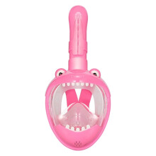 Diving Mask Full Face Snorkel Mask For Kids Pink Size 4 AntiFog Underwater Snorkeling Kit