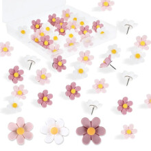 Blumen thumbtacks, 50 pieces, push pins, drawing pins for cork bulletin boards (white light pink dark pink)