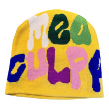 Street-Trend-Acryl-Totenkopf-Mütze, buntes-Gelb