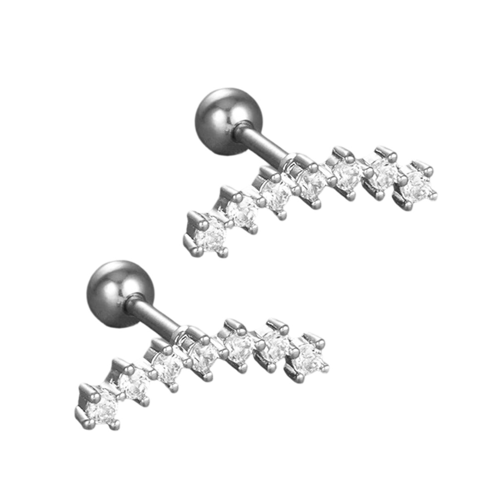 2 pcs Stud Earrings for Women Girls, Hypoallergenic Cubic Zirconia Stud Earrings, Cartilage Earrings Upper Ear Helix Piercing Tragus Studs Gifts for H