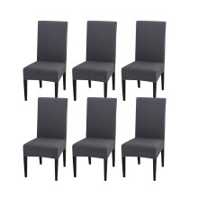 Chair Protectors for Dining Room, Removable Washable Gray Stretch Fabric Seat Covers, Easy Application Fashionable Colors Spandex Slipcovers, Protecti