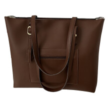 Bolsa tote feminina em couro sintético PU com alça ajustável e fecho magnético, espaçosa e com múltiplos compartimentos.