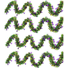 Twist Into Festivity, 4-Piece Set 6.5Ft Patriotic Tinsel Garland, Red White Blue Metallic Twinkle For Independence Day Decor, Durable And Eco-Friendly