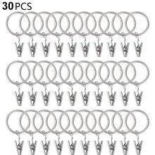 Matte Metal Curtain Hooks, 30Pcs Luxury Hotel Quality Drapery Rings With Clips, 25mm Inner Diameter, Corrosion-resistant, Heavy-duty Clips For Thick F