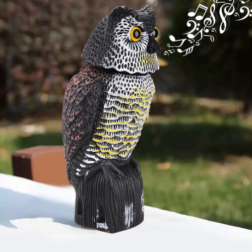 Horned Owl Decoy, Wind-Controlled 360-Degree Movement, Non-Fading Paint, Eco-Friendly Pest Control Solution. P005 1