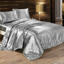 Silk Like Fabric Bedding Set, Luxurious Satin 4-Piece Duvet Cover Including 220 X 240 Cm Duvet, 180 X 200 Cm Sheet, 48 X 74 Cm Cases, Easy Care, Healt