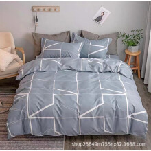 Zipper Closure Duvet Cover, Simple Style Gray Stripes Bedding, 1 Piece Microfiber Filled Comforter Set for Easy Care and Seasonal Comfort