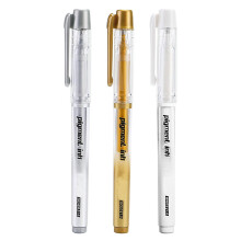 Stylo à bille gel, lot de 3, finition brillante, idéal pour la prise de notes, le dessin et l'écriture. Feutre grande capacité, parfait pour les