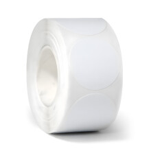 Round Stickers White, 25mm Circle Labels Colour Coding Dot Coated Paper Sticker Removable Roll of 500