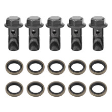 Rondelle in rame per tubi freno, adattatore per raccordo freno con bullone banjo singolo in acciaio inossidabile M10x1.0 e M10x1.25 con lavorazione