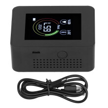 Indoor Air Pollutant Detector With CO2 Monitoring, Smart Environmental Sensor Temperature Humidity Detection Large Display Durable Shell USB Powered