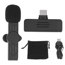 Wiederaufladbares, kabelloses Mini-Ansteckmikrofon mit Akku für iPhone und Android, 360 drehbarer Clip, omnidirektionaler Klang, Plug & Play,