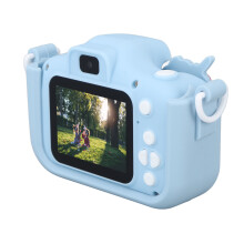 Fotocamera per bambini con doppia lente, video 1080P, schermo da 2,0 pollici, blu