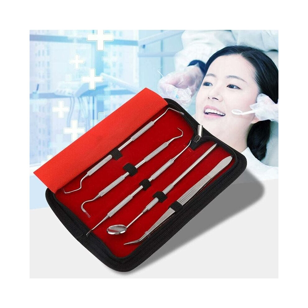 Plaque Remover for Teeth at Home, Tartar Scraper Dental Scaler Set with Anti Fog Mouth Mirror, Stainless Steel Tools Oral Hygiene Kit Includes Dental