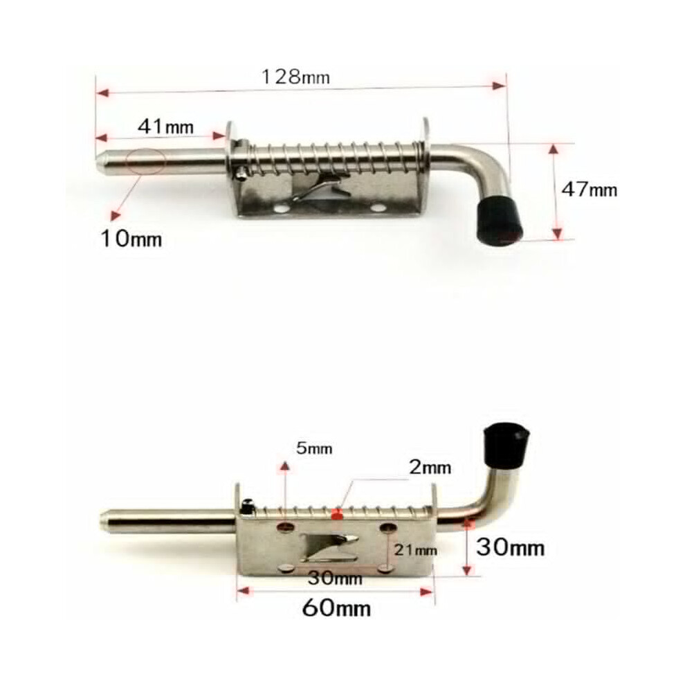 Heavy Duty Spring Loaded Latch For Door Gate, Stainless Steel Flexible Door Barrel Bolt Ensures Maximum Corrosion Resistance And Smooth Latching 9128293324281
