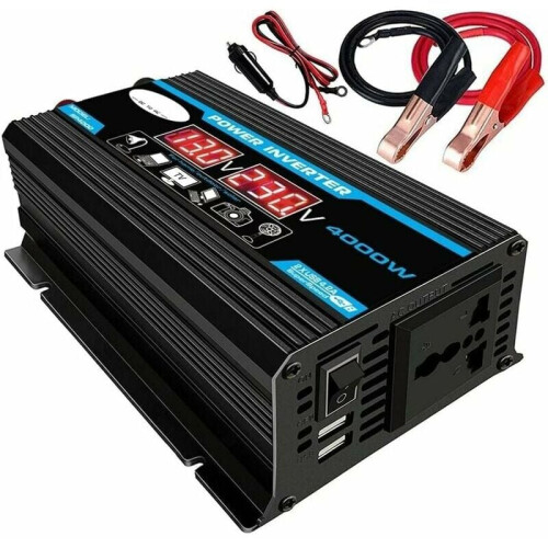 Μετατροπέας Ισχύος Καθαρού Ημιτόνου 4000W, Μετατροπέας 12V σε 220V για Αυτοκίνητα,