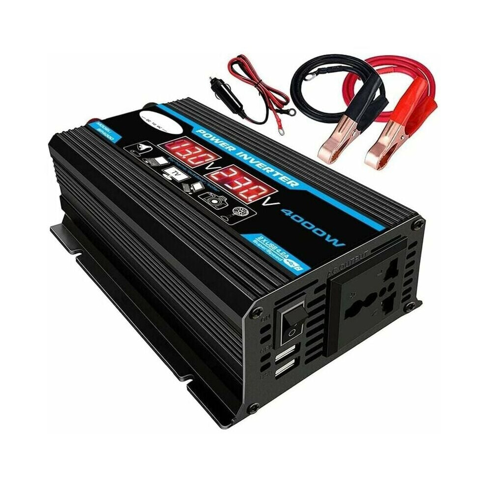 4000W Pure Sine Wave Inverter, 12V To 220V/110V Converter With Silent Fans, For Safe And Reliable Power On-The-Go 9358999430621