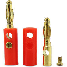 Banaanstekkers voor luidsprekerkabels, vergulde 4 mm audioconnectoren met schroefklemmen, stapelbare connectoren voor thuisbioscoop- en