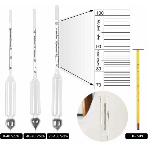 Alcohol Hydrometer Set, Equipped With Three Meters For Precise Alcohol Content Testing, Ideal For Home Brewing And Bar Use 1