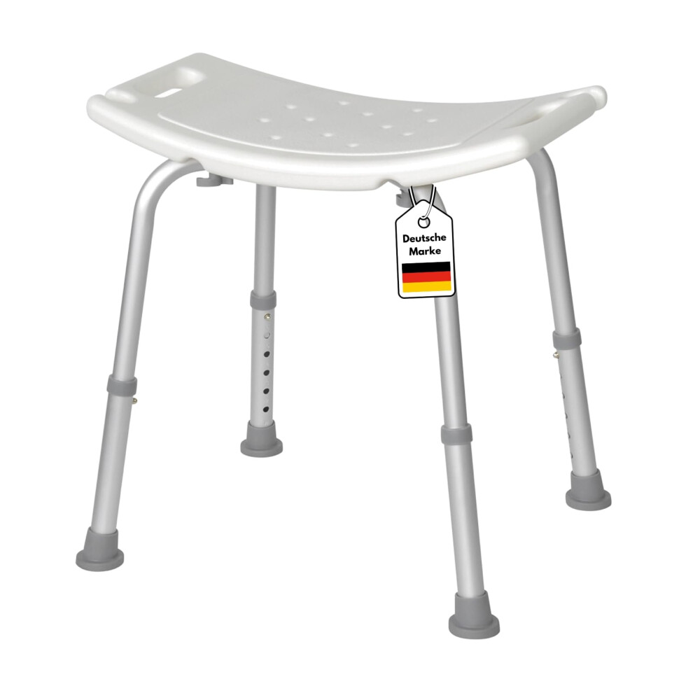White Shower Stool Dh002, Nonslip Shower Seat, Rectangular, Bath Seat, Shower Aid, Height Adjustable, Nonslip Shower Chair