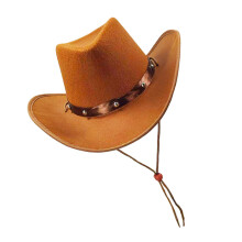 Fashion Fedoras Hat with Roll Brims Rivet Studded Belt-brown