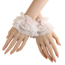 Spitzen-Handärmel, Perlen, Schleife, Anime-Zubehör,-Rosa