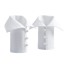 Women False Wristband Detachable Spread Sleeve Cuffs-White