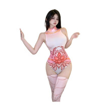 Sexy lingerie women sexy private play uniform suit onepiece print anime king series pink