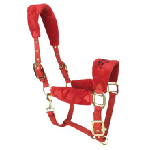 Nylon Horse Halter Horse Bridle Padded Floor Work Riding Accessories Adjustable Chin and Larynx Snap Halter for Grassland Farms Red L