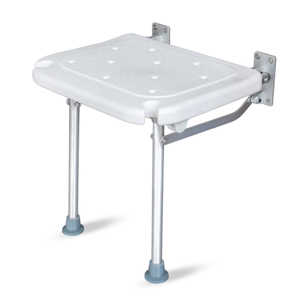 Folding Shower Bench, WallMounted Bath Seat with NonSlip Feet, Drain Holes for Elderly