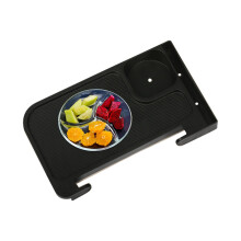 Chair arm tray with water bottle holder, for food, snacks, drinks, books, black