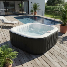 Aufblasbares Spa SUNSPA - AC01 - 157 x 67 cm - 4 Plätze - Quadrat (Geliefert mit Filter, Schloss, Bodenmatte und Abdeckung)