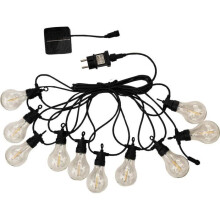 Lichtgirlande für den Außenbereich - LUMISKY - PARTY CLEAR HYBRID - 7,50 m - Solar und Netzbetrieb - 10 Globus - Warmweißes LED