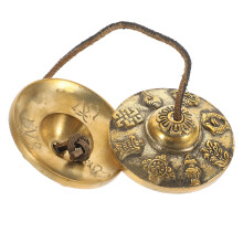 Tibetan copper cymbals for meditation and yoga, handcrafted percussion instrument for spiritual practices,  for special occasions.